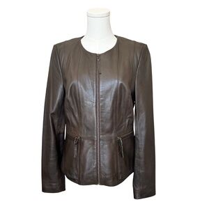Antonio Melani Chocolate Brown Leather Jacket Size M
